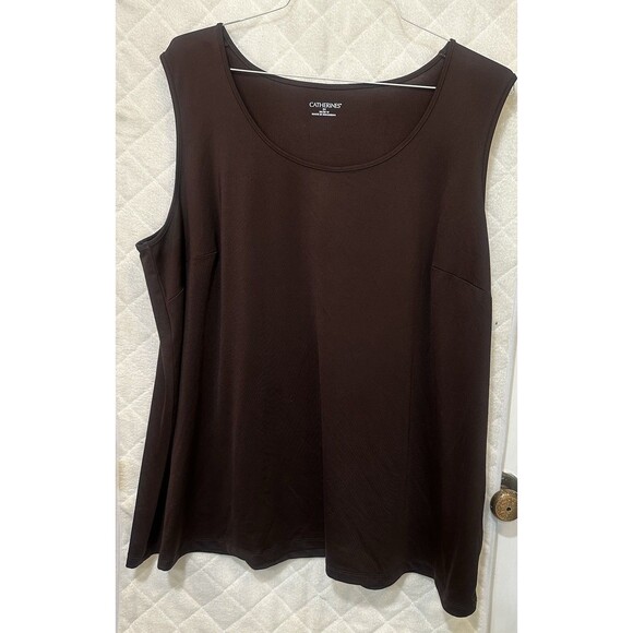 Catherine’s Sleeveless Brown Blouse Tank Women’s Plus Size 3X 26/28 Scoop Neck - Picture 1 of 5